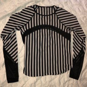 Lululemon B&W Striped Long Sleeve with Mesh